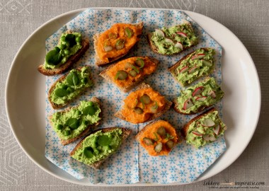 Groentespreads als aperitiefhapje (serveersuggestie)