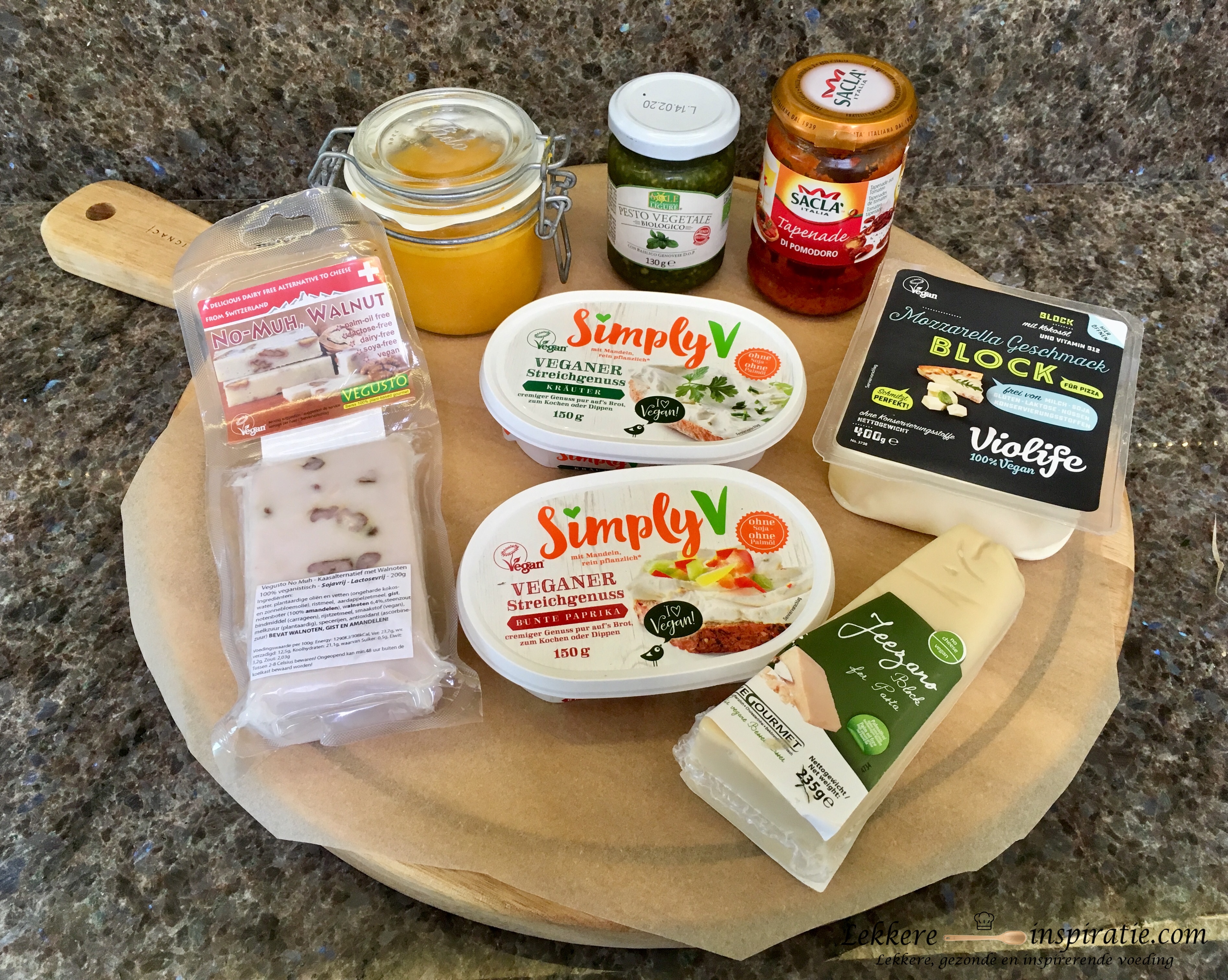 gebruikte producten bij de melkvrije kaasplank