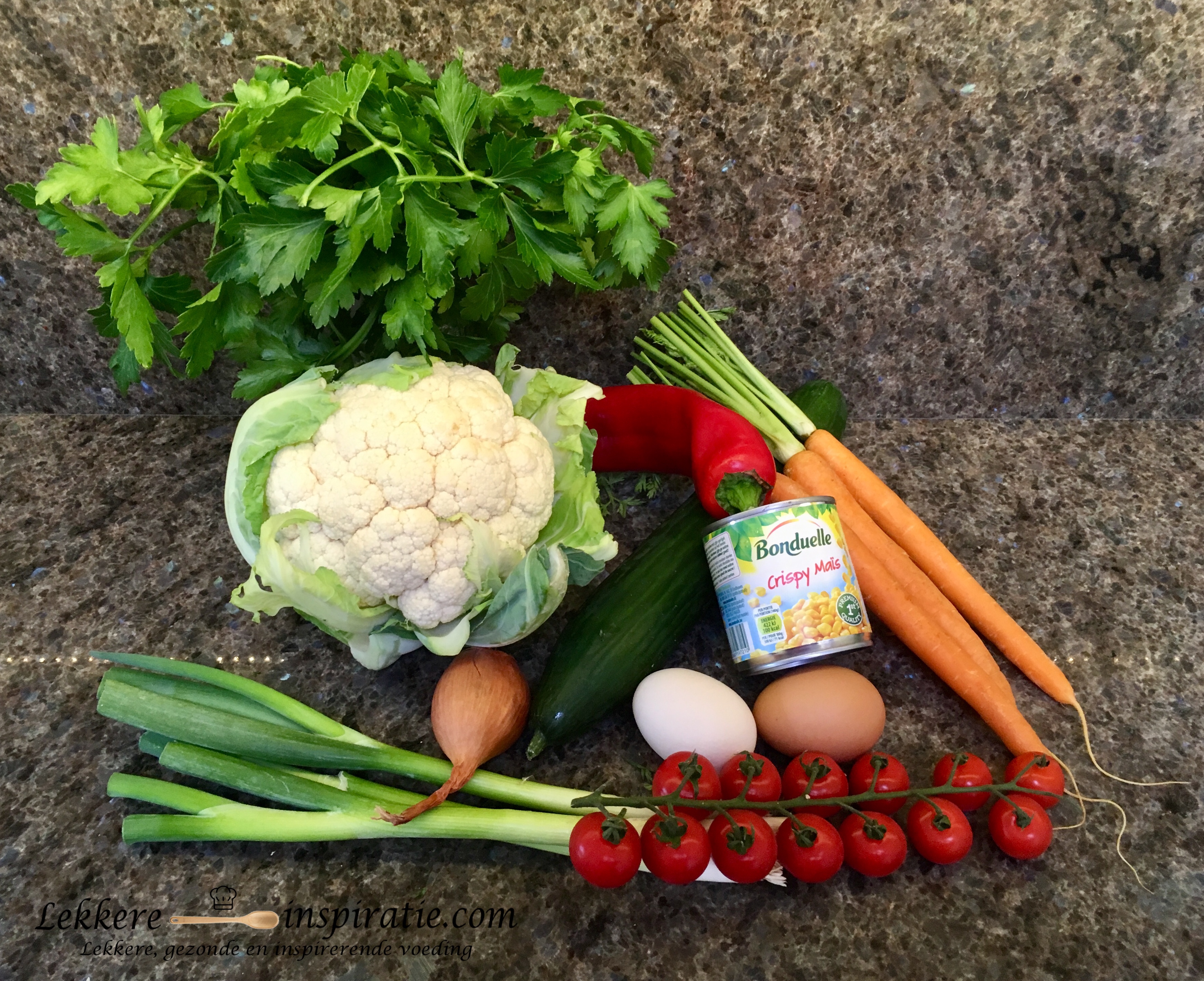 ingrediënten lentesalde met bloemkool