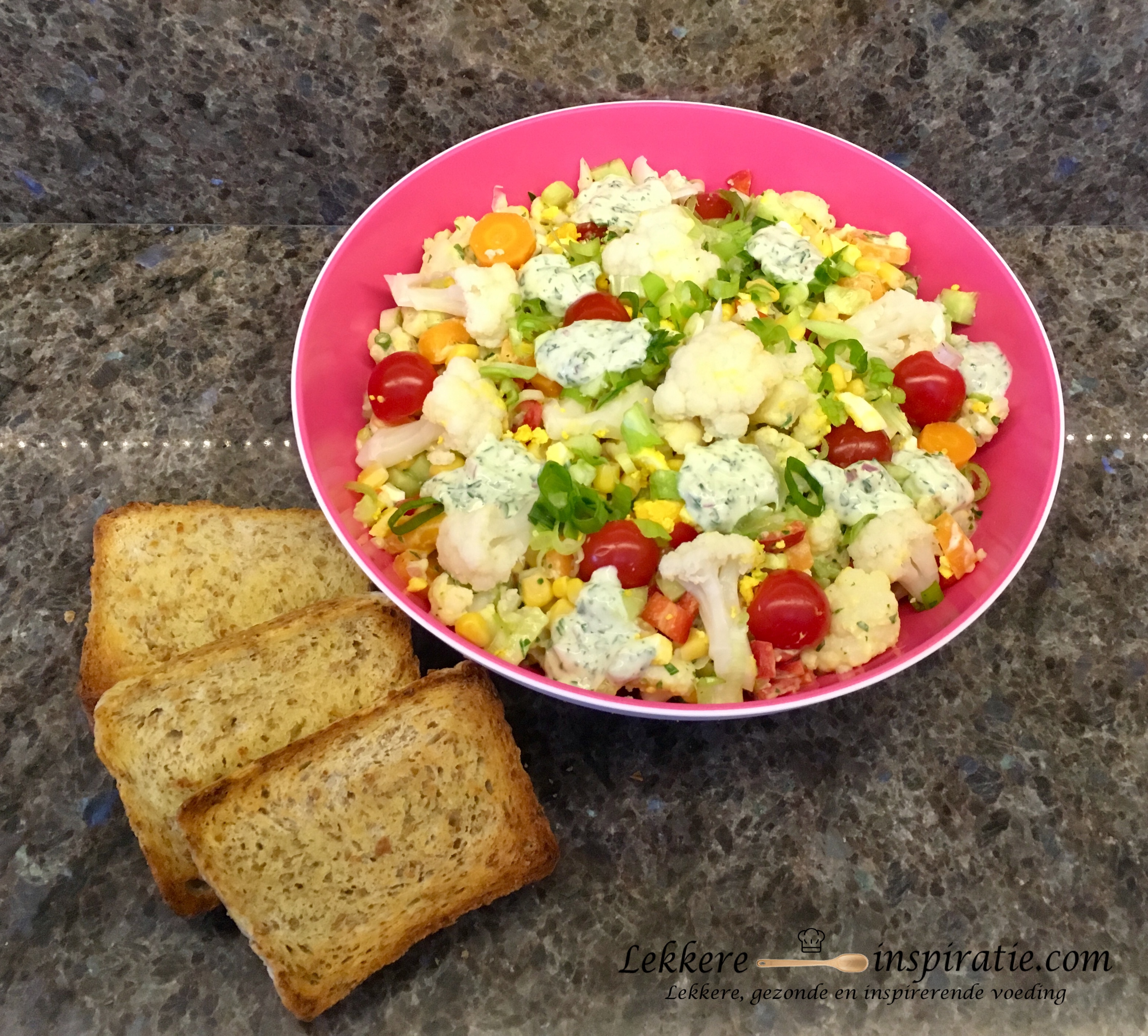 lentesalade met bloemkool (serveersuggestie)