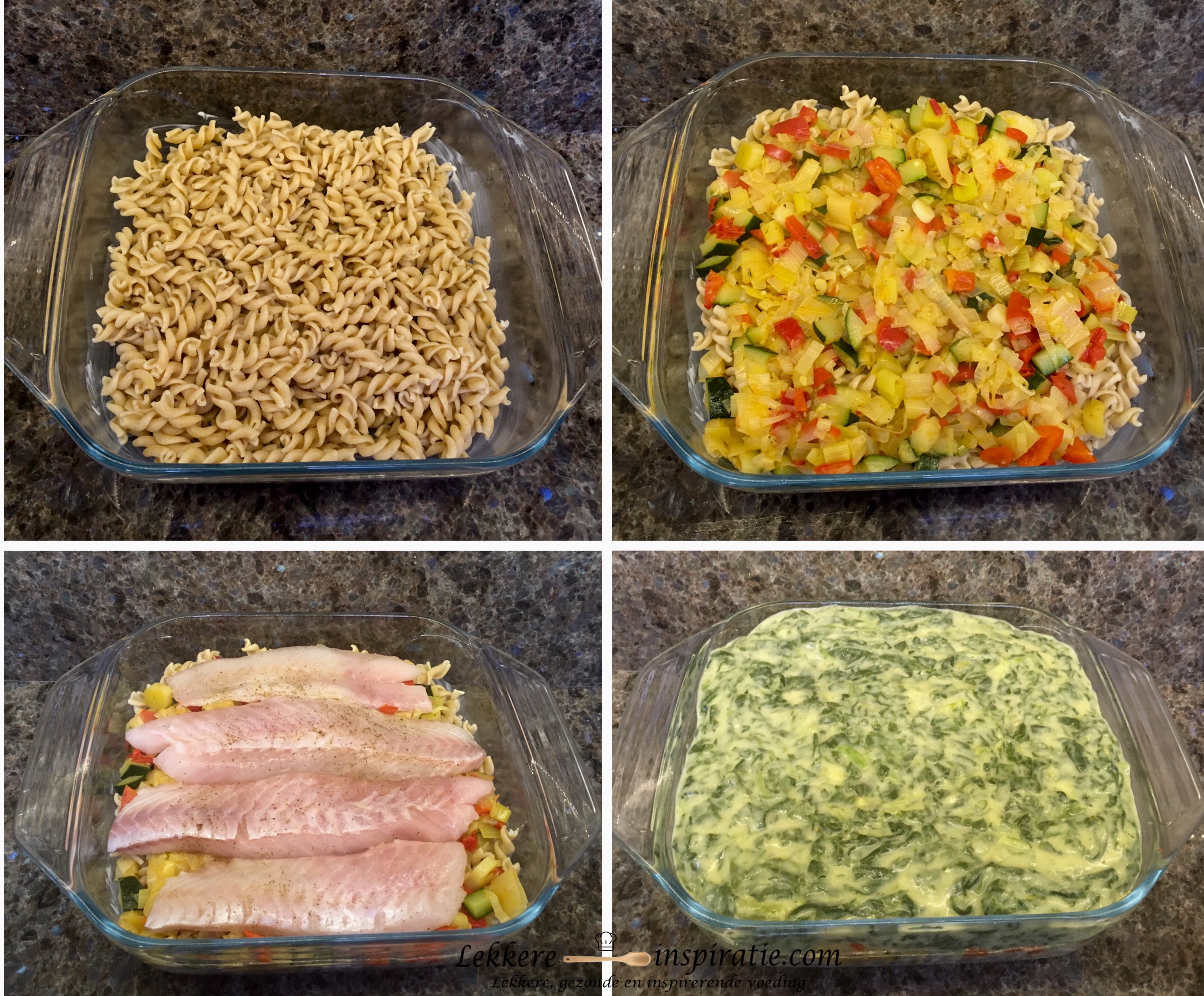 ovenschotel met pasta (opbouw)