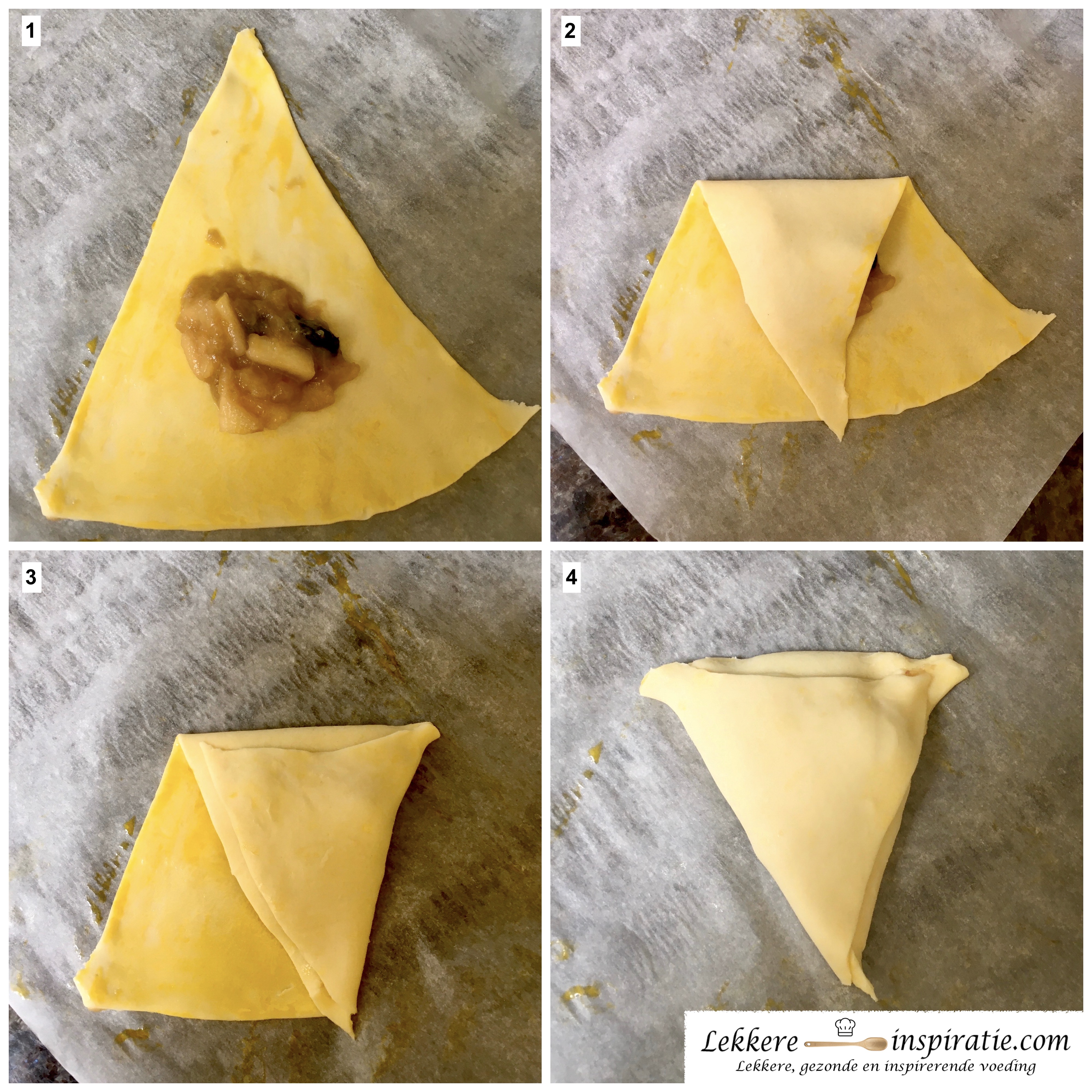 Werkwijze rabarber-appelflap