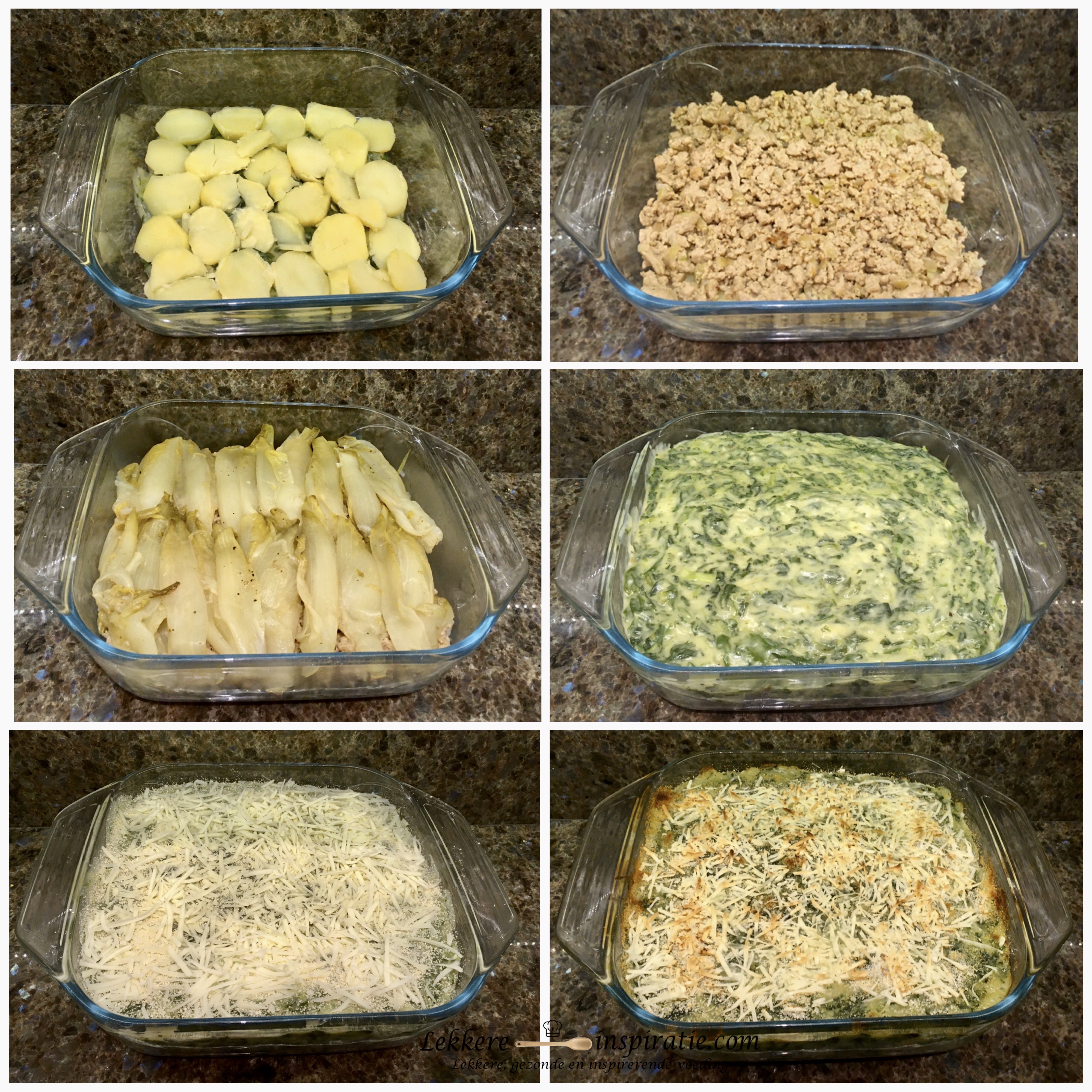 Ovenschotel met witloof en spinazie 6 stappen