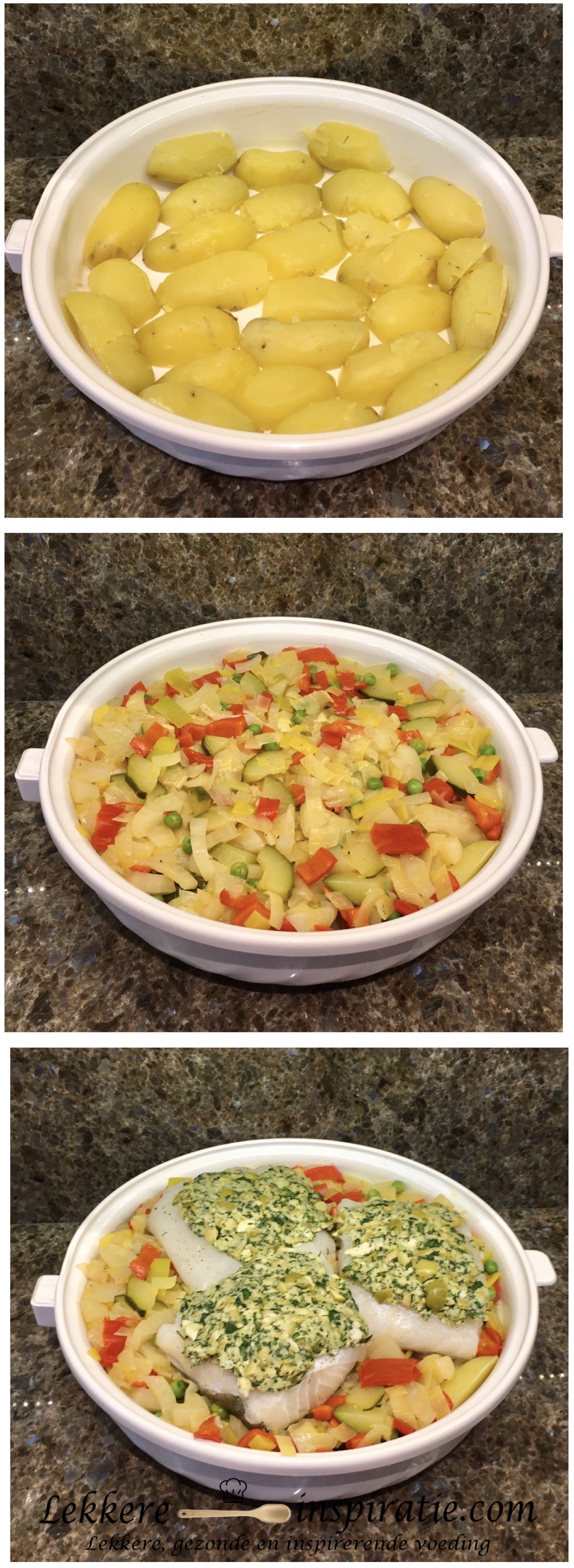 Vis met kruidenkorst en groenten uit de oven (samenstelling)